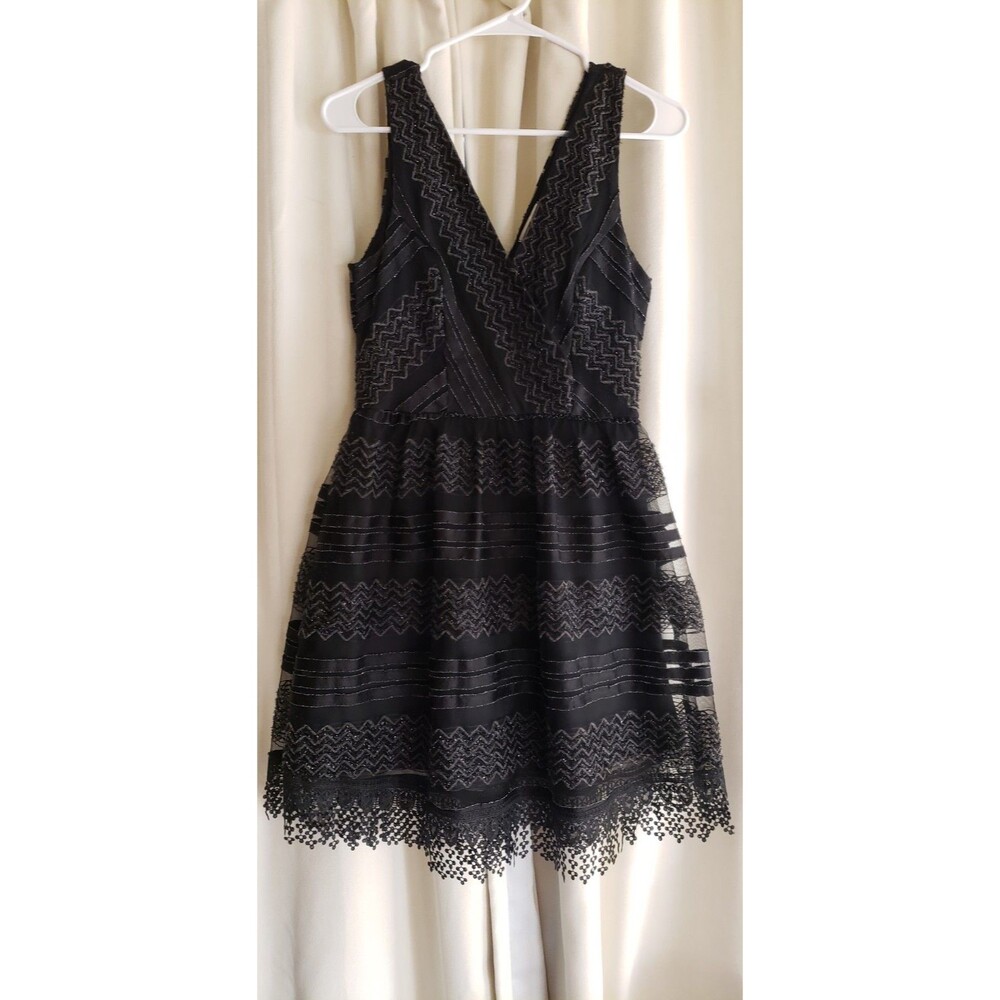 Dainty Hooligan Size Small Black Lace Fit Flare Dress V Neck Party Mini